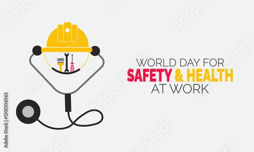 World Day for Safety and Health at Work. April 28. holiday concept. suitable for placard, background,Greeting Card, Poster design template with text inscription, standard Social Media Post.