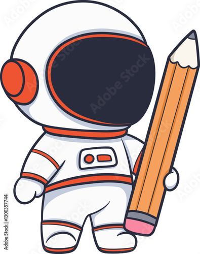 cartoon astronaut holding a pencil