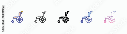 Wheelchair icons set in different style vector stock 