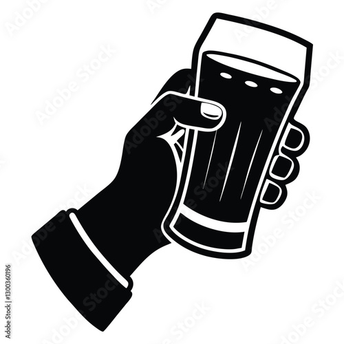 Hand Holding a Pint of Dark Beer Illustration