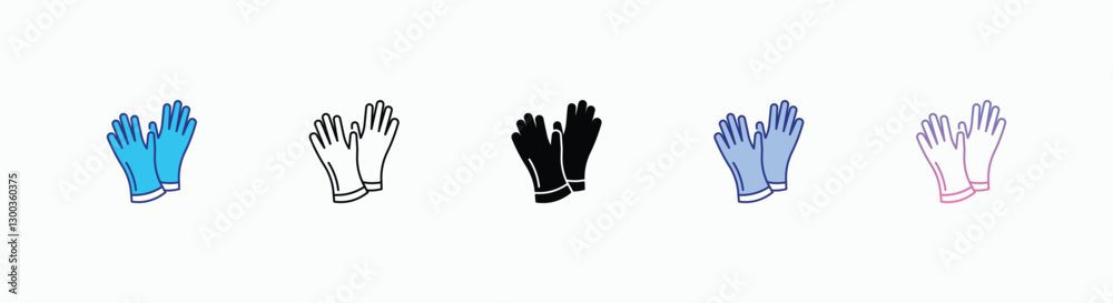 Medical Gloves icons set in different style vector stock Medical Gloves icons set in different style vector stock