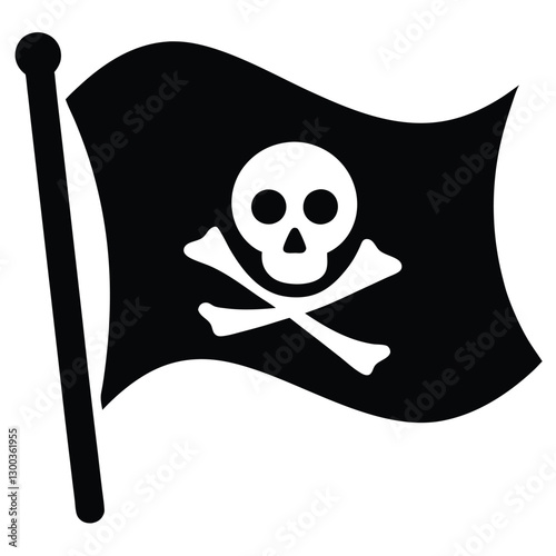Jolly Roger Pirate Flag Skull and Crossbones Illustration