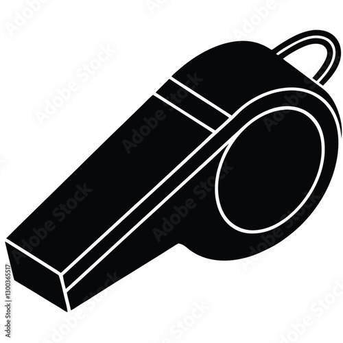Black and White Whistle Illustration Sports Referee Signal