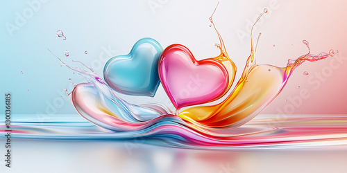 Festive background with hearts on a light background. Valentine day concept for design
