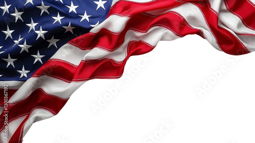 United States flag isolated on transparent background. Design, frame, empty space for copy, banner, vector. PNG.