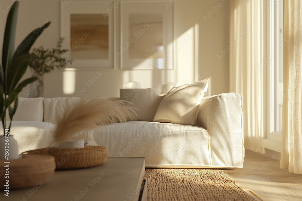 Sunlit Modern Living Room with Soft Neutrals