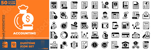 Accounting Duotone Editable Icons set