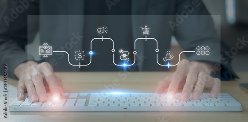 Data driven customer insights, data analysis concept. Using collected customer data to gain valuable information about behaviors, preferences and needs for decision making and marketing strategies.