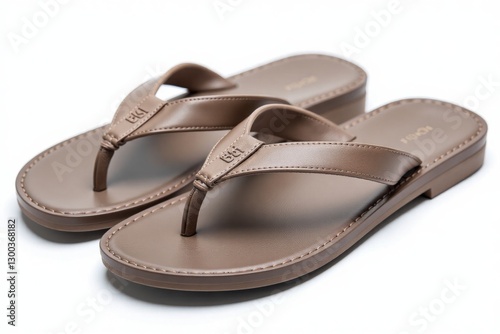 Wallpaper Mural Tan leather children's sandals with buckle straps, isolated. Torontodigital.ca