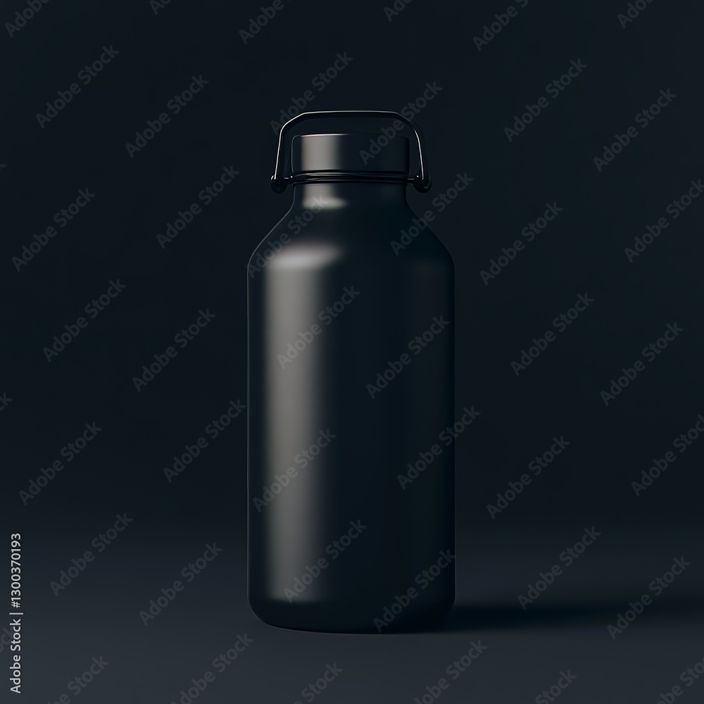 Sleek Black Bottle Design: A minimalist studio shot of an isolated, matte black bottle, showcasing its clean lines, modern aesthetic, and elegant design.