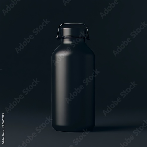 Obraz na płótnie Sleek Black Bottle Design: A minimalist studio shot of an isolated, matte black bottle, showcasing its clean lines, modern aesthetic, and elegant design. w salonie