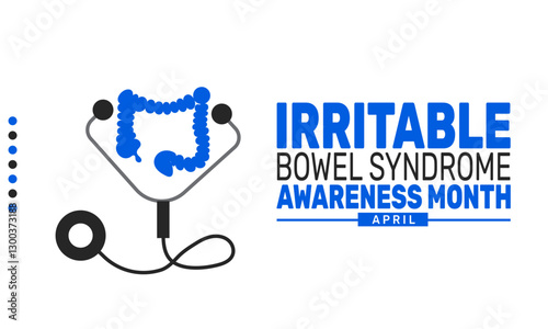 April is Irritable Bowel Syndrome (IBS) Awareness Month. Holiday concept. suitable for placard, background,Greeting Card, Poster design template 
with text inscription, standard Social Media Post.