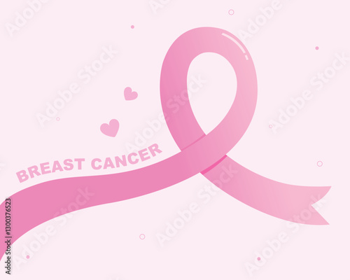 Banner dedicated to Breast cancer awareness, breast cancer awareness ribbon. Vector illustration.