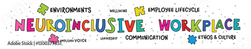 Neurodiversity, autism acceptance. Creative web banner in a colorful pop art style.