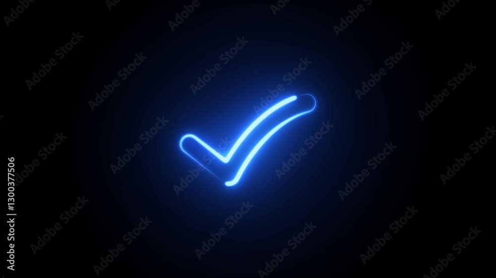 Glowing neon Check mark Icon isolated . neon tick mark icon animation .yes sign . Glowing neon Check mark Icon isolated . neon tick mark icon animation .yes sign .