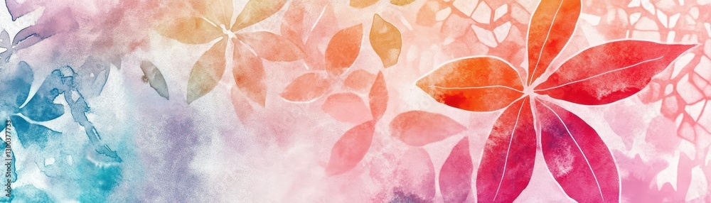 Obraz premium Soft watercolor washes overlaid with rigid geometric Japanese Wagara patterns, merging organic and structured beauty