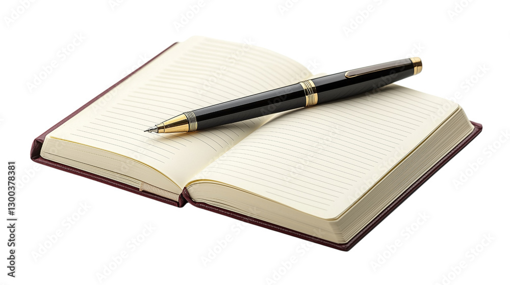 Open Notebook with Elegant Pen Ready for Note Taking or Journaling Open Notebook with Elegant Pen Ready for Note Taking or Journaling