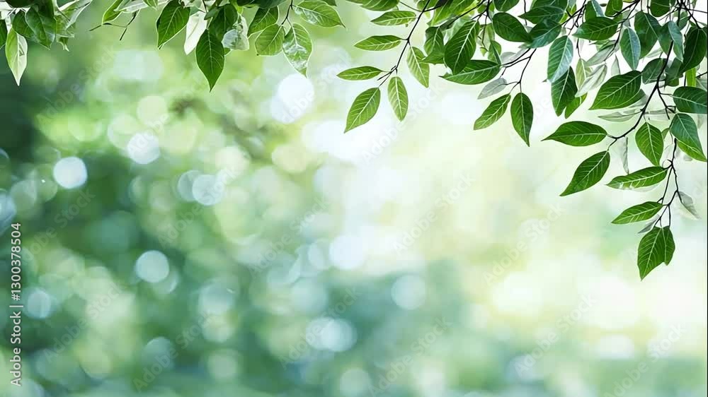 Green leaves with blurred background, creating a serene nature scene Green leaves with blurred background, creating a serene nature scene
