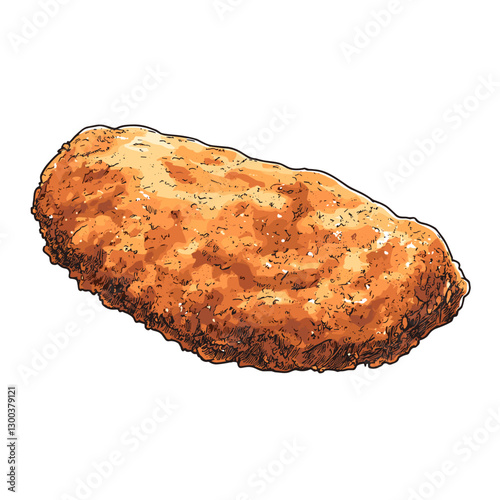 Crispy Breaded Chicken Cutlet Illustration