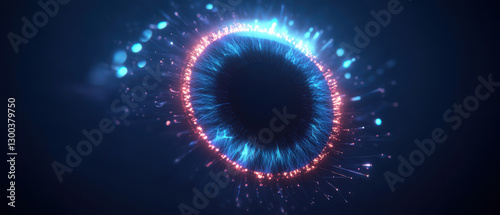 Abstract Digital Eye with Glowing Rings
