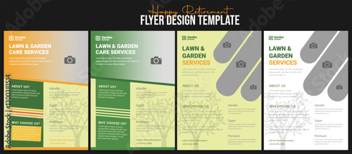 Lawn and gardening service flyer design Tree and gardening service poster leaflet lawnmower flyer template