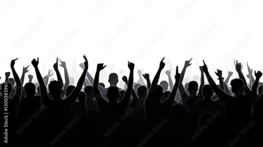 Cheering Crowd Silhouette Raised Hands Concert Event Vector Stock Image Cheering Crowd Silhouette Raised Hands Concert Event Vector Stock Image