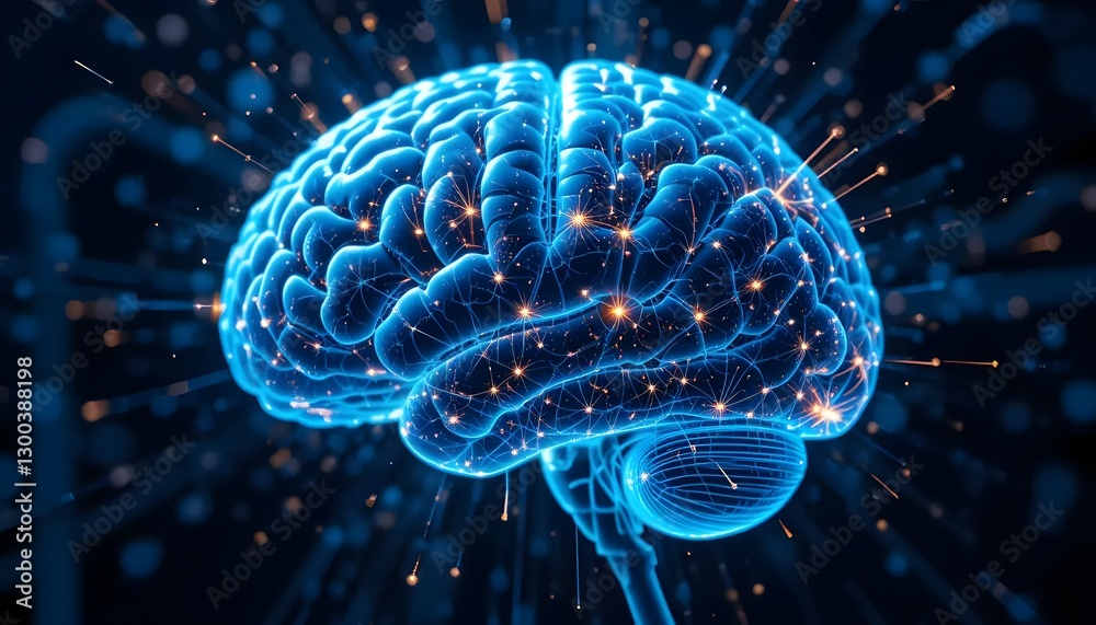 Fototapeta premium Human Brain Concept with Glowing Connections for Artificial Intelligence Research