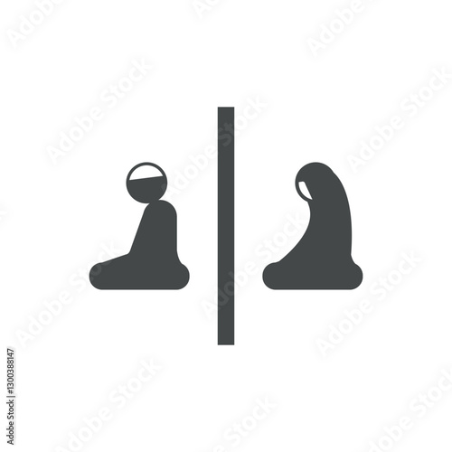 vector illustration flat design Muslim prayer service, icon male female Islamic prayer.