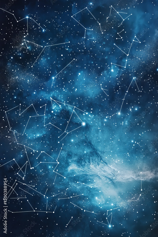Cosmic celestial night sky filled with shining bright stars.