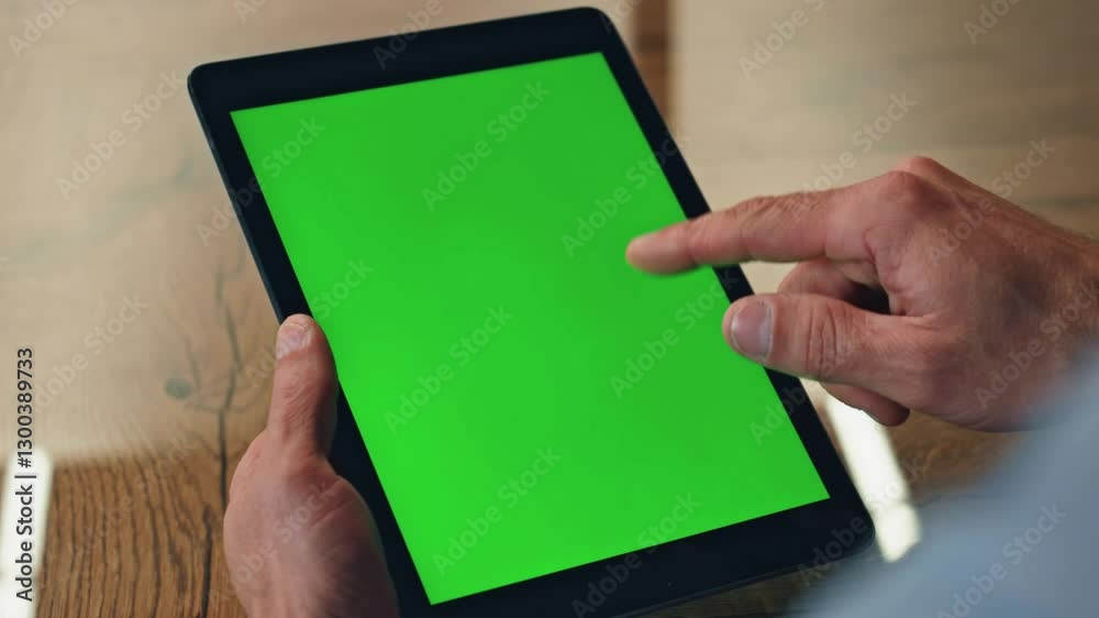 Hand holding smartphone with green screen. Chroma key Hand holding smartphone with green screen. Chroma key