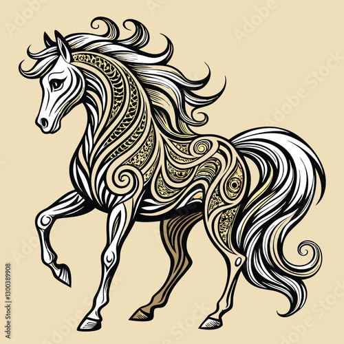 A majestic stallion, its form entirely composed of swirling, ethereal wind patterns, depicted with dynamic movement and powerful musculature suggested by the wind's form.