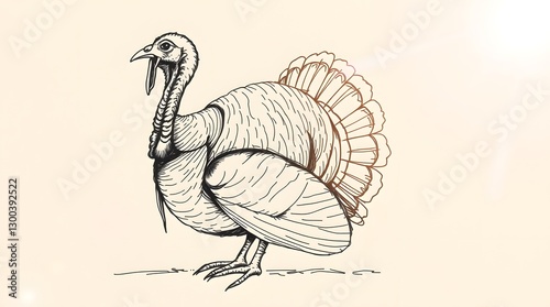 Wallpaper Mural Vintage Turkey Illustration for Thanksgiving Celebration and Holiday Decoration Torontodigital.ca