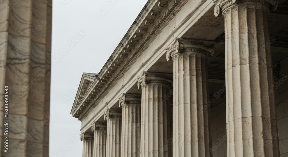 Naklejka premium Majestic array of Corinthian columns showcasing classical architectural design and stonework