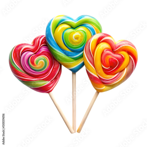 Wallpaper Mural Colourful heart shaped  lollypops on white background Torontodigital.ca
