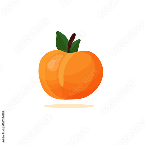 Peach Fruit Vector Illustration. Fruit Icon Concept Isolated. Flat Cartoon Style Suitable for Web Landing Page, Banner, Flyer, Sticker, Card