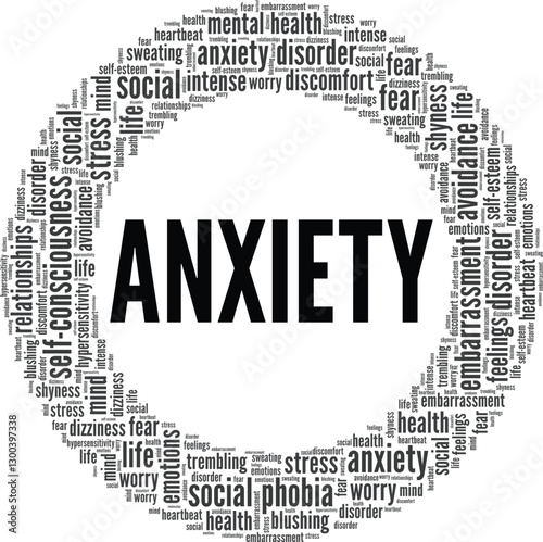 Anxiety word cloud conceptual design isolated on white background.