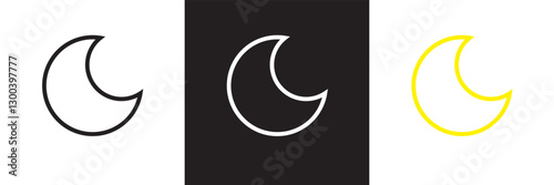Crescent moon icon .  Moon vector  for celestial themes, spiritual designs, or astronomical projects.  Isolated on white and black background. Vector illustration. EPS 10