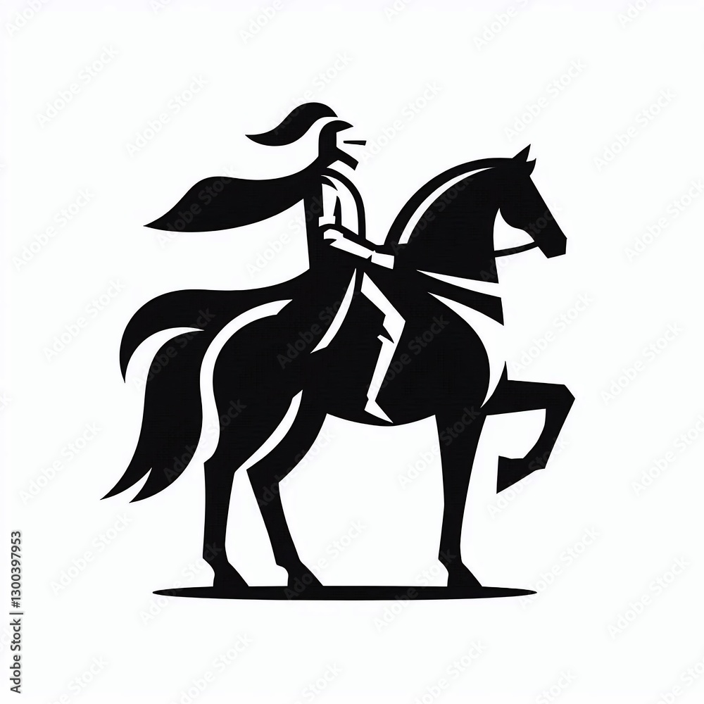 Fototapeta premium Knight on horse silhouette.