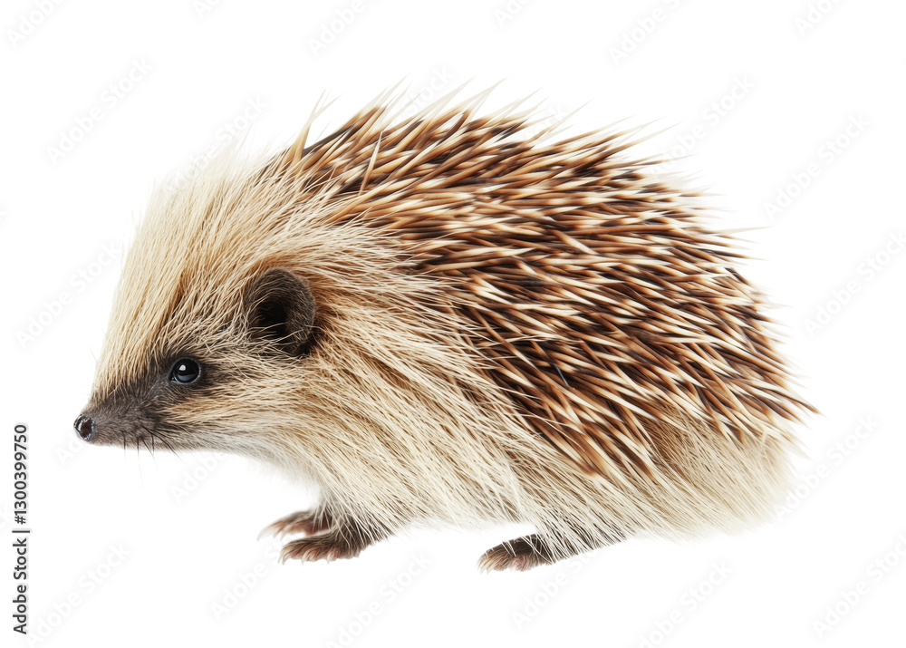 Naklejka premium Cute hedgehog exploring its surroundings in a natural environment, ideal for educational materials or nature-themed projects, cut out