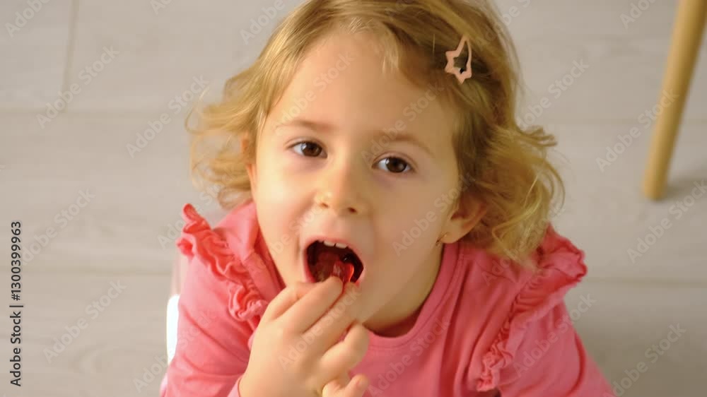 child with jelly beans. Selective focus. child with jelly beans. Selective focus.