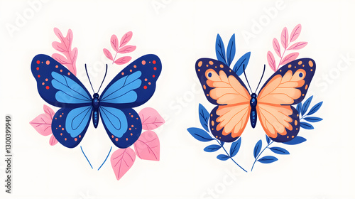 Wallpaper Mural Cute Butterfly illustration, beautiful insect with colorful wings Torontodigital.ca