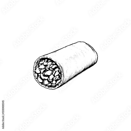 Hand drawn Burrito vintage illustration. Engraving style black and white on white backgrounds. Vector