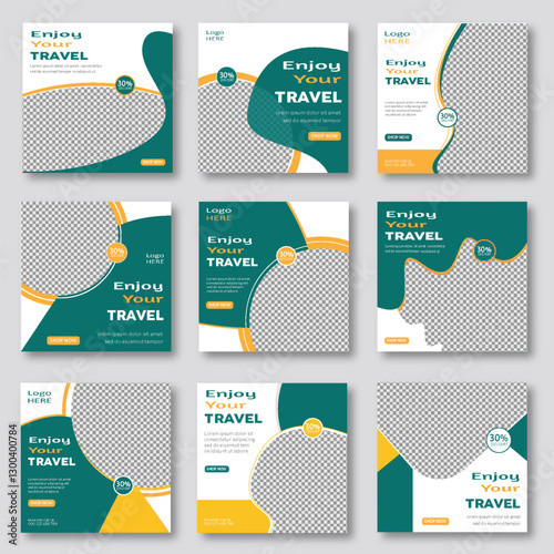Holiday travel, traveling, or summer beach traveling social media post template