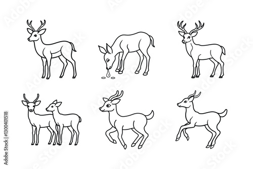 set of deer outline