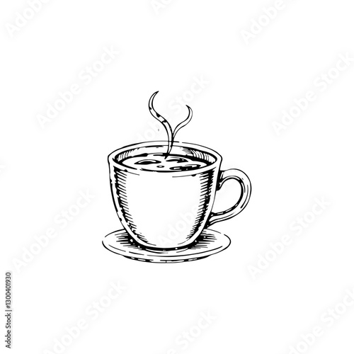 Hand drawn coffee vintage illustration. Engraving style black and white on white backgrounds. Vector