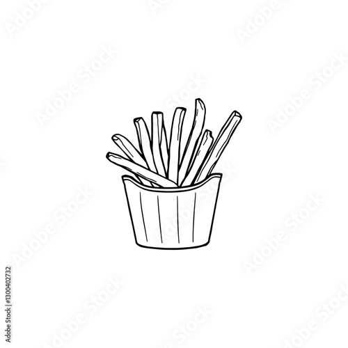 Hand drawn french fries vintage illustration. Engraving style black and white on white backgrounds. Vector