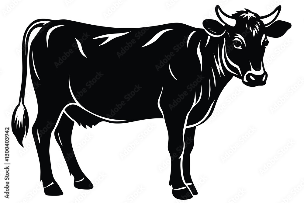 Fototapeta premium A cow with a black and white background