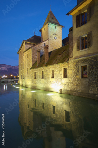 Night view on old Annecy, France
