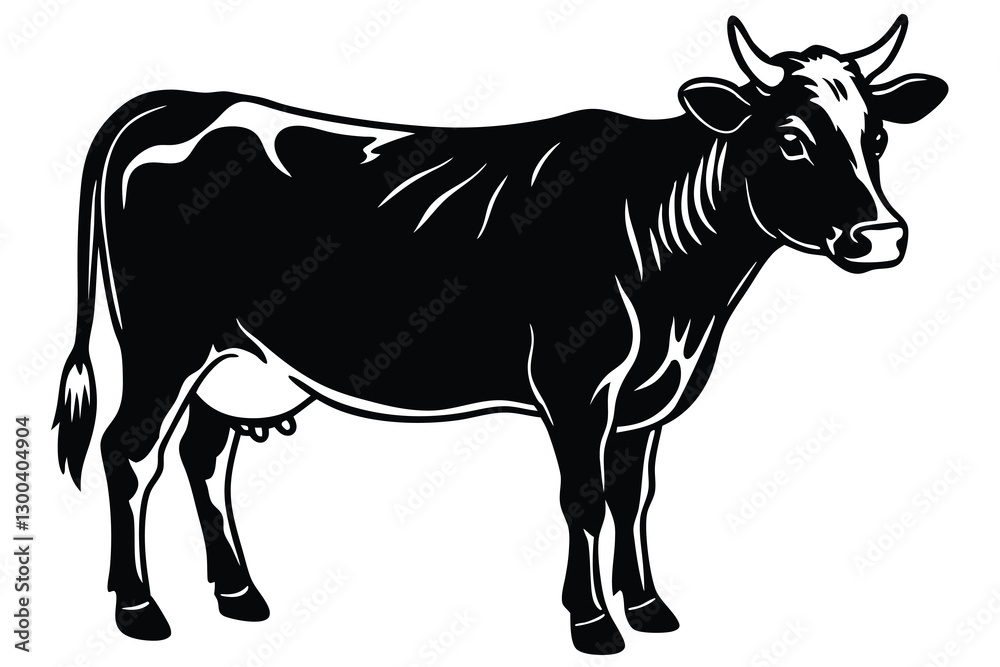 Fototapeta premium A cow with a black and white background