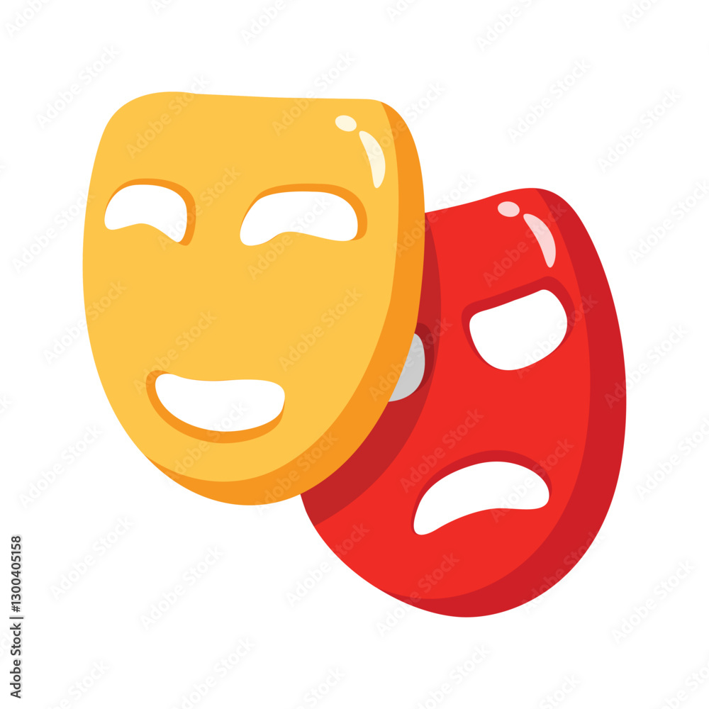 Fototapeta premium A visually appealing 3d style icon of comedy masks